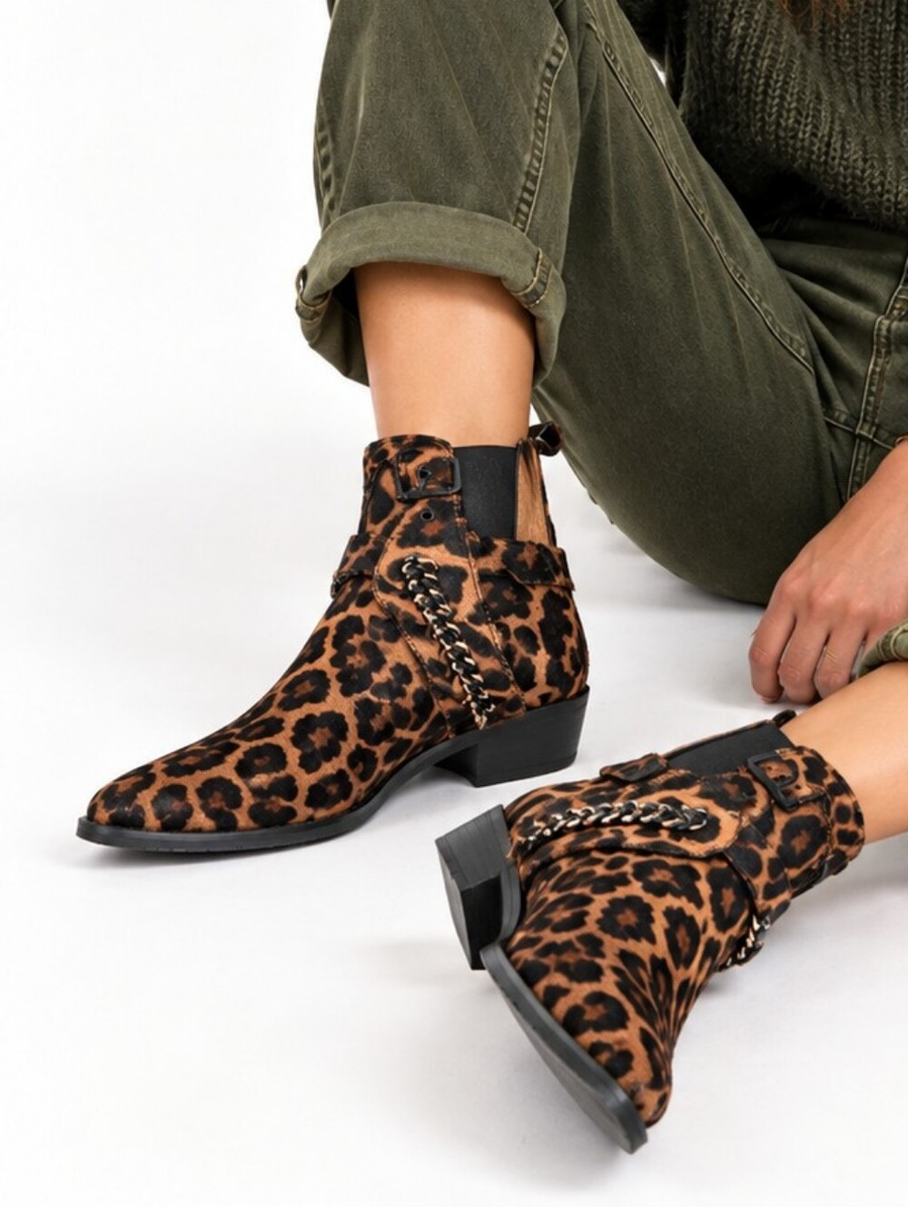 Gentle Souls Booties Calf Hair Leopard
